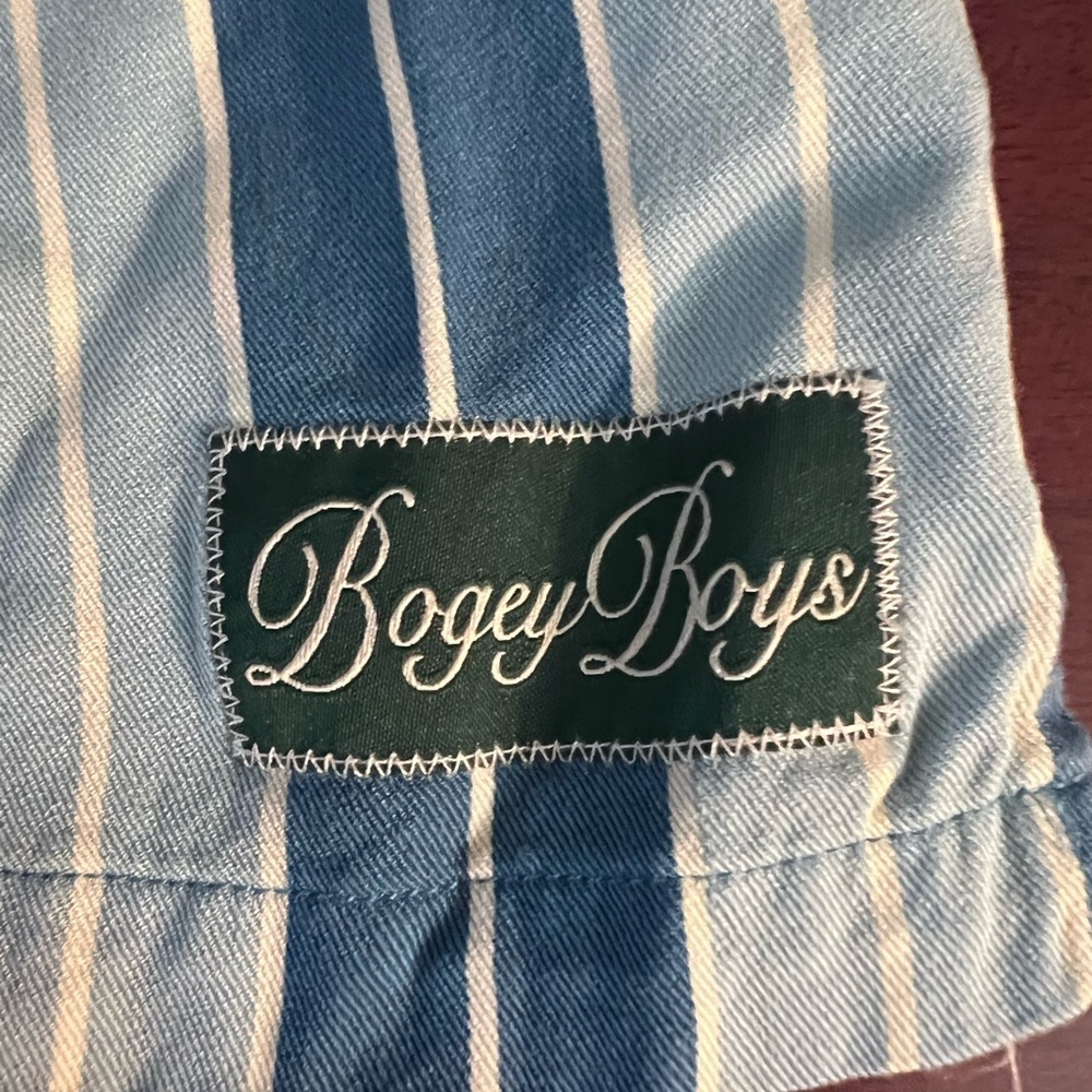 Blue Striped Men's Casual Button Down Shirt - Picture 3 of 4